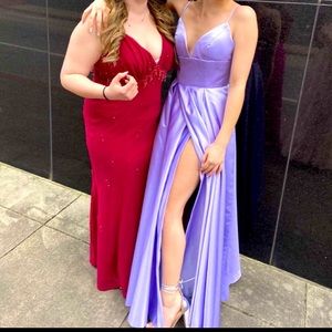 Beautiful purple prom dress, fits a size 4/6, not sure of brand, got from amazon